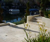 Patio Paver in Travertine with Boat Dock